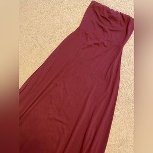 Purple strapless maxi dress